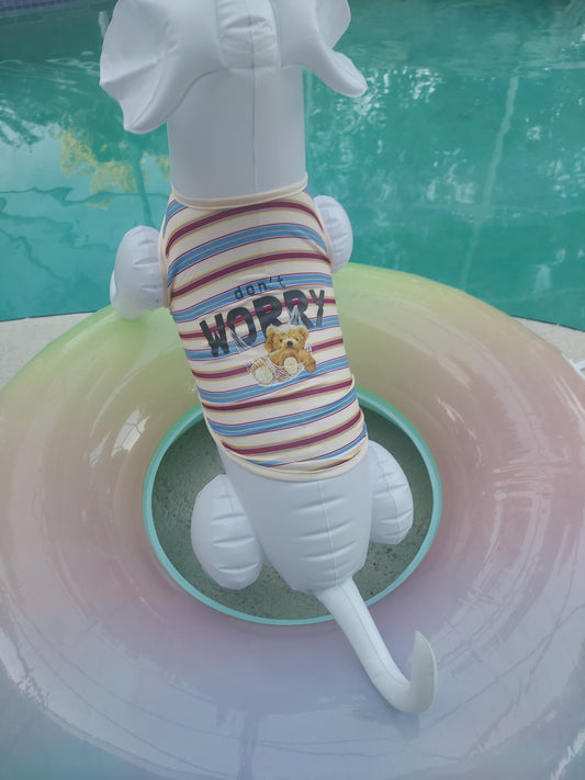 "Don't Worry" Striped Pet Shirt